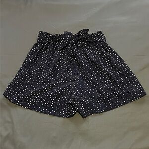 SHEIN Navy Blue and White Polka Dot High Waist Shorts